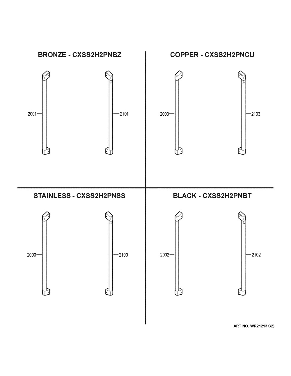 Cafe Customization Diagram and Parts List for CSB42WP2NKS1  General Electric Refrigerator
