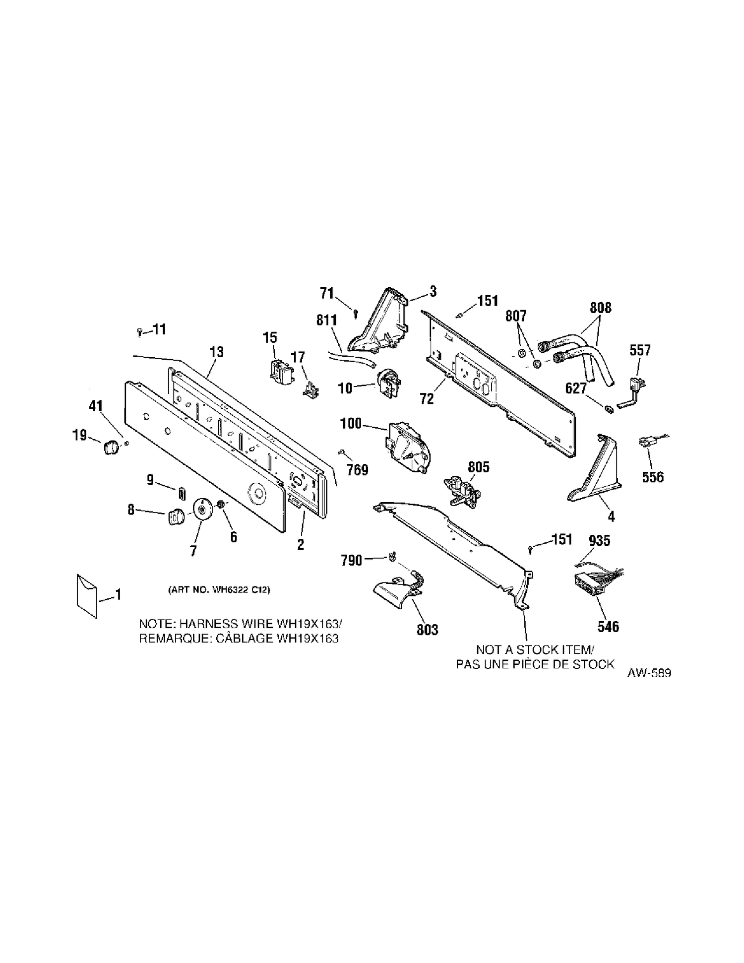 CONTROL PANEL Diagram and Parts List for GKSR2120D5WW  General Electric Washer