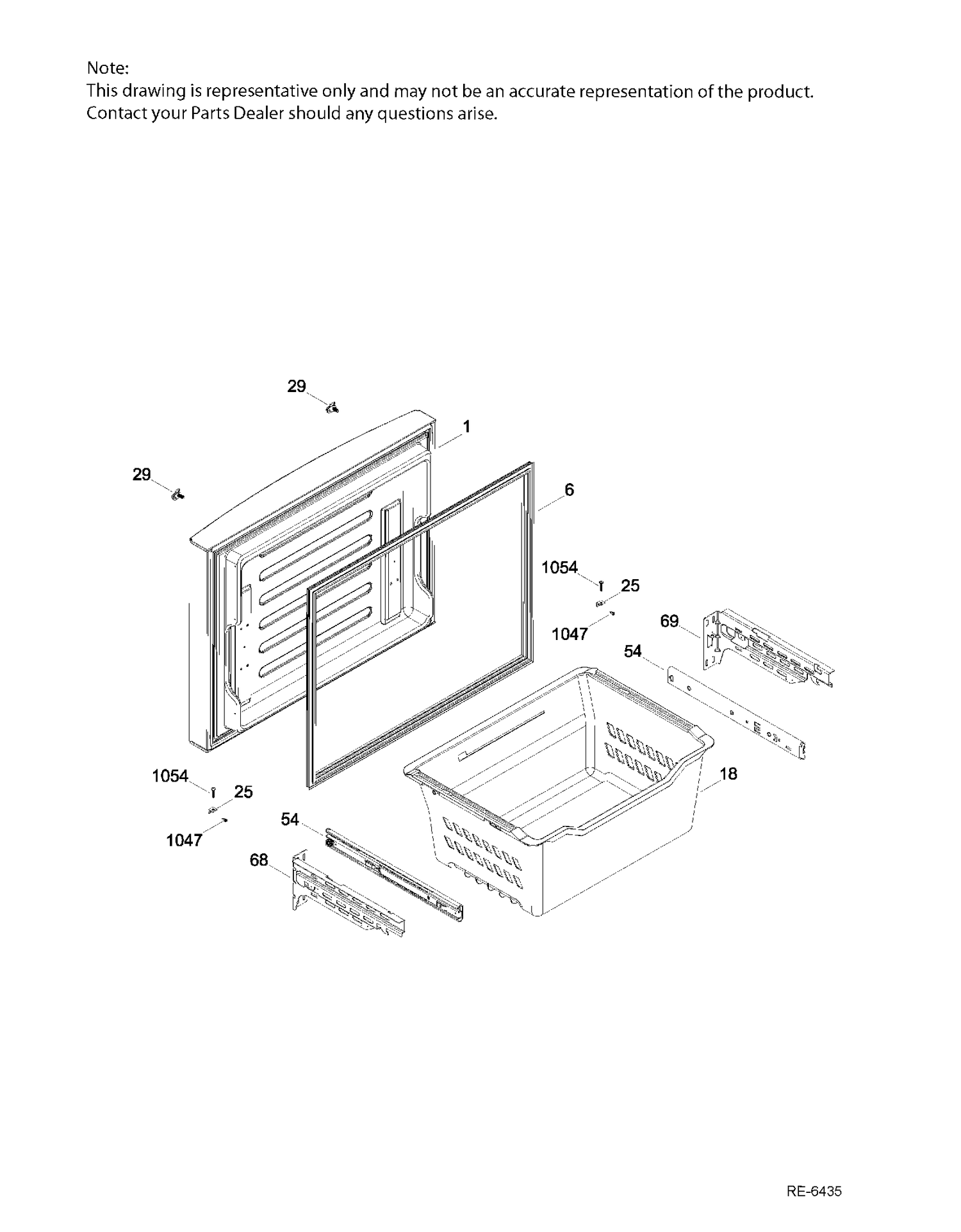 FZ DOOR Diagram and Parts List for GNE25DGKAKWW  General Electric Refrigerator
