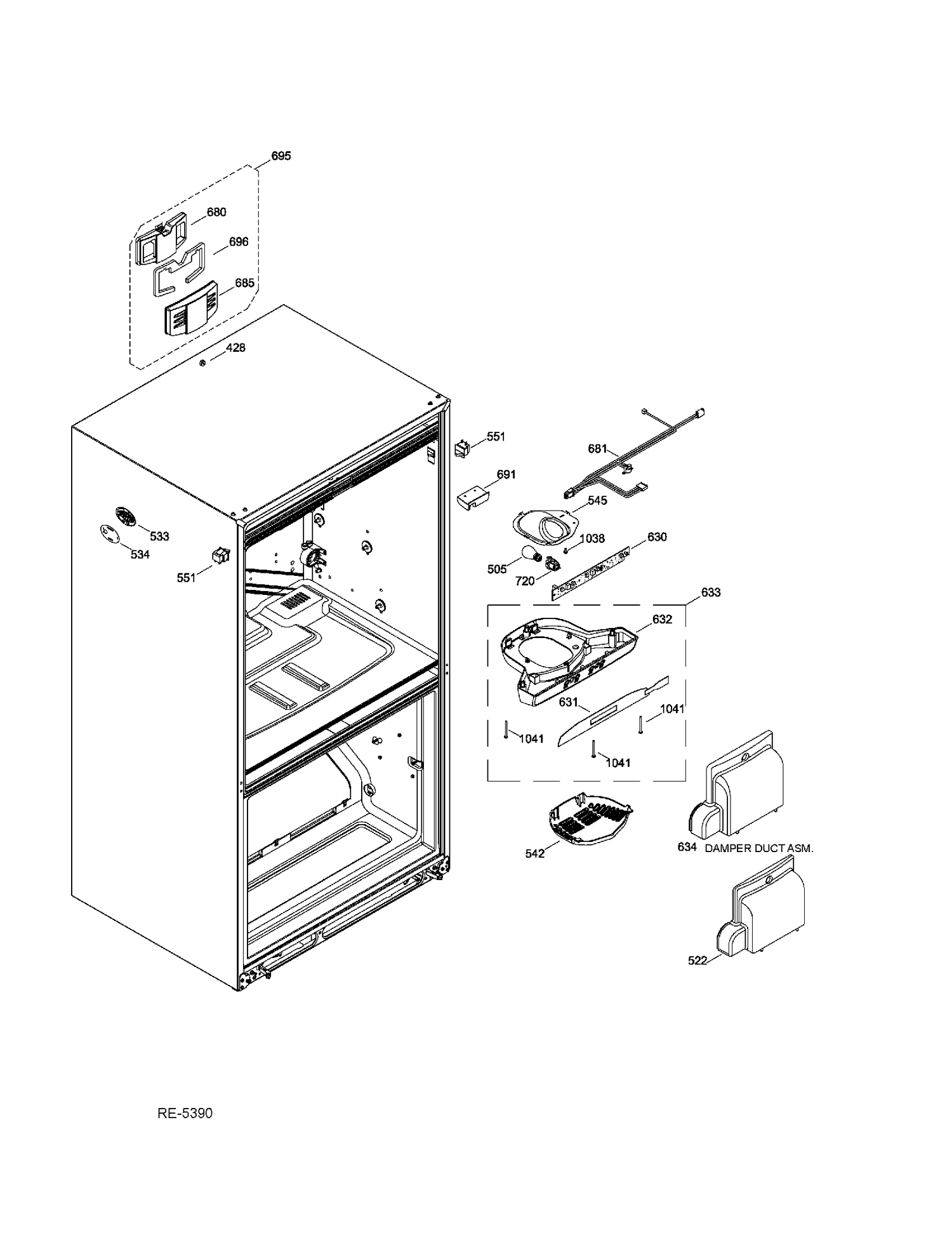 FF FUNCTIONAL PARTS Diagram and Parts List for GFRS2KBYHSS  General Electric Refrigerator