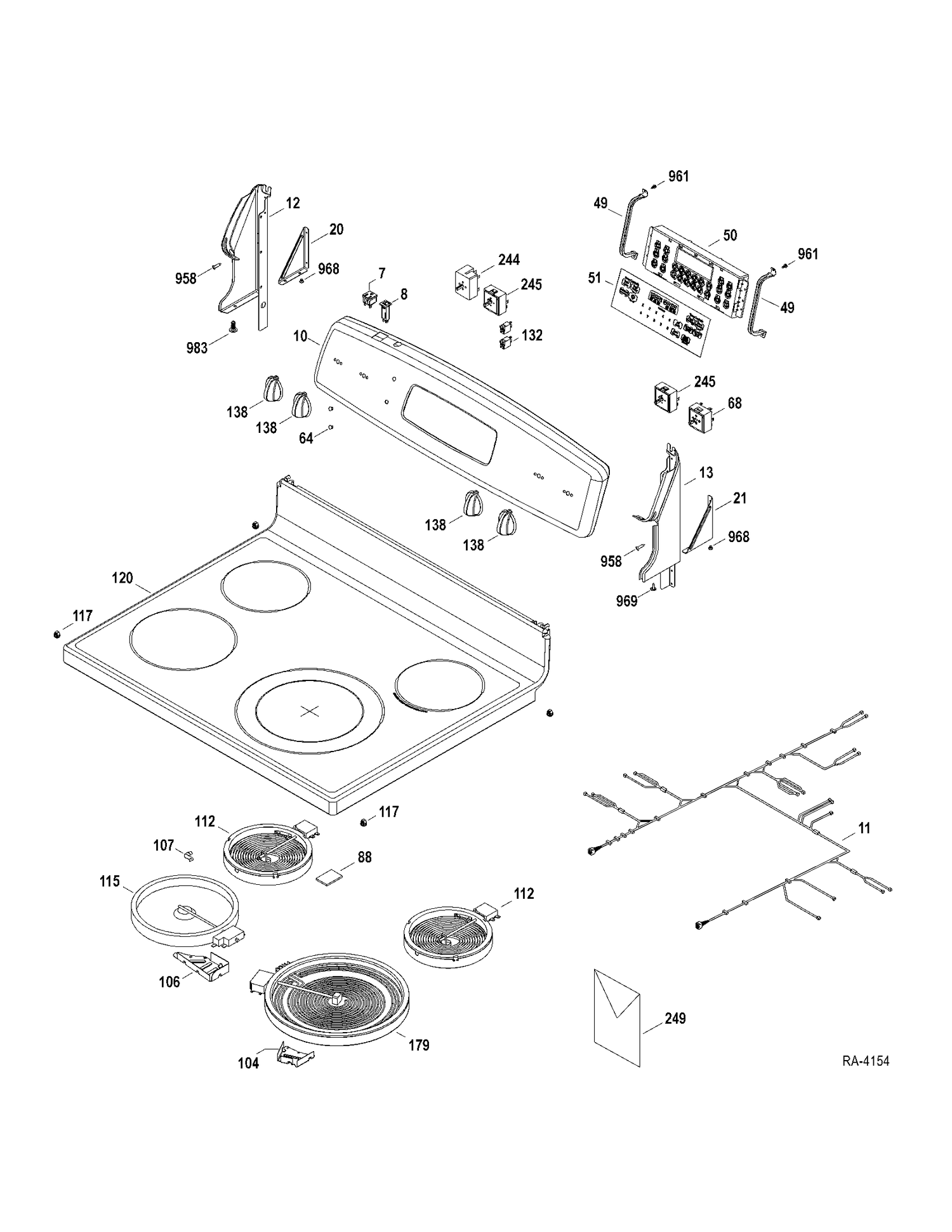 CONTROLS-COOKTOP Diagram and Parts List for JCBP660DT1MS  General Electric Range
