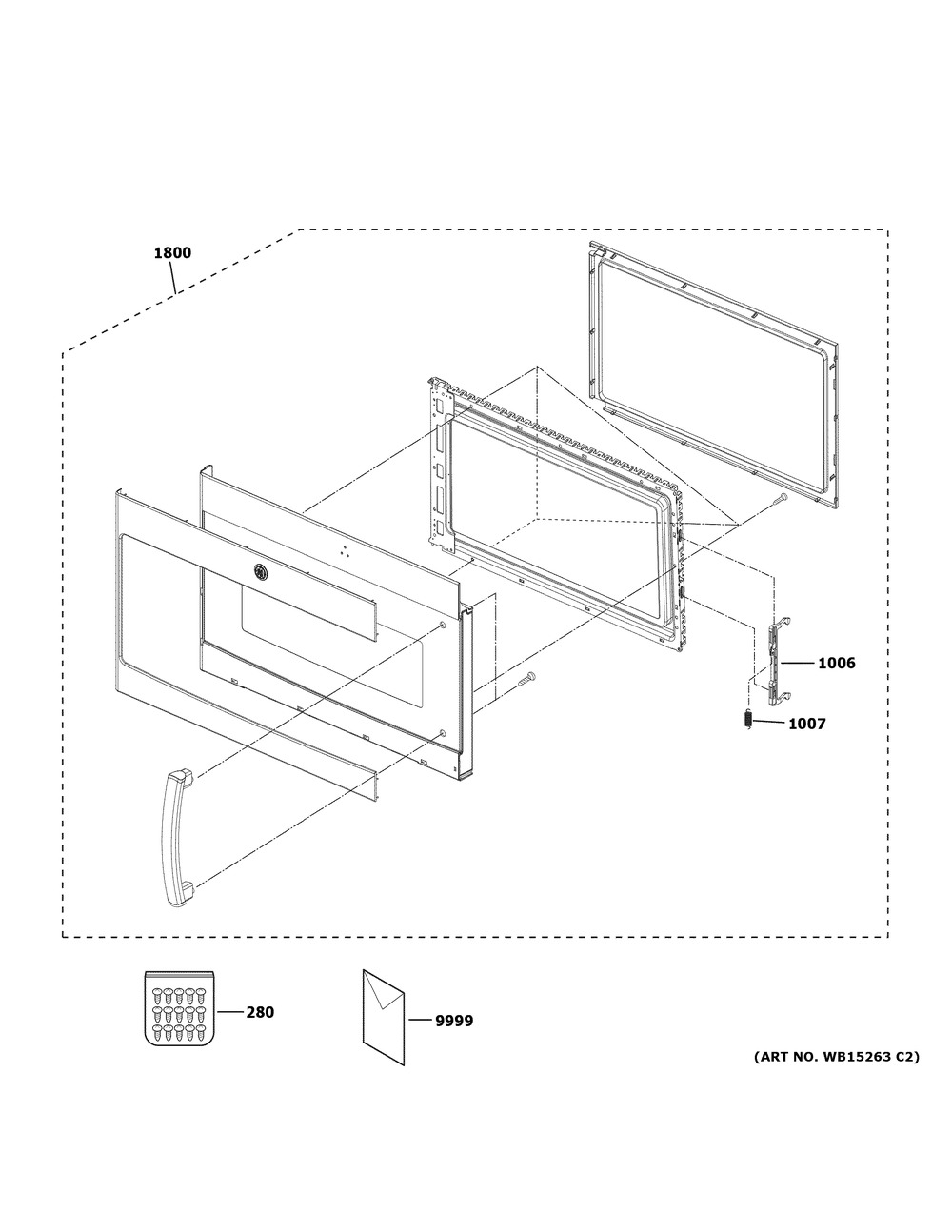 Door Parts Diagram and Parts List for PSA9120SF6SS  General Electric Microwave Oven Combo