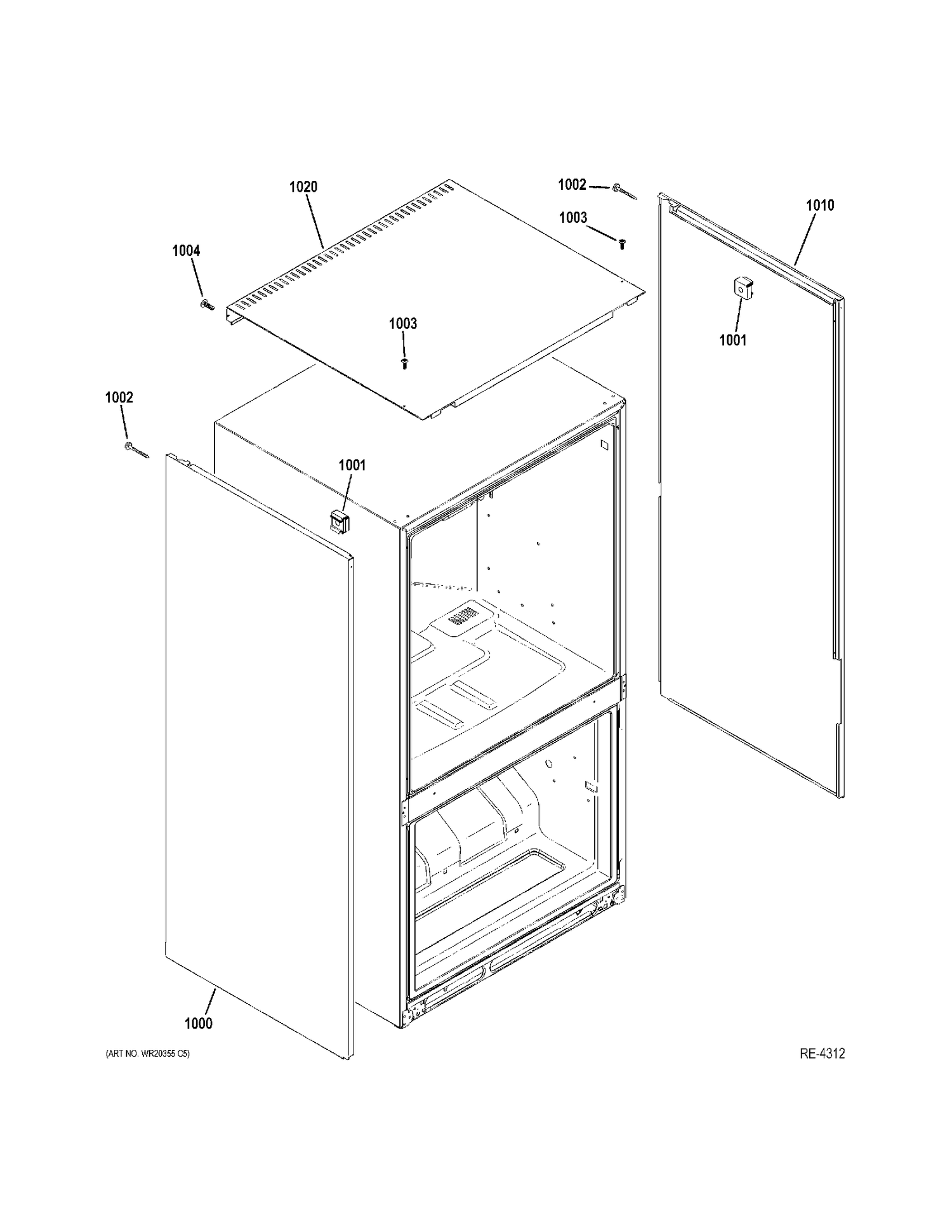 CLAD COMP. Diagram and Parts List for ZFGP21HZJSS  General Electric Refrigerator