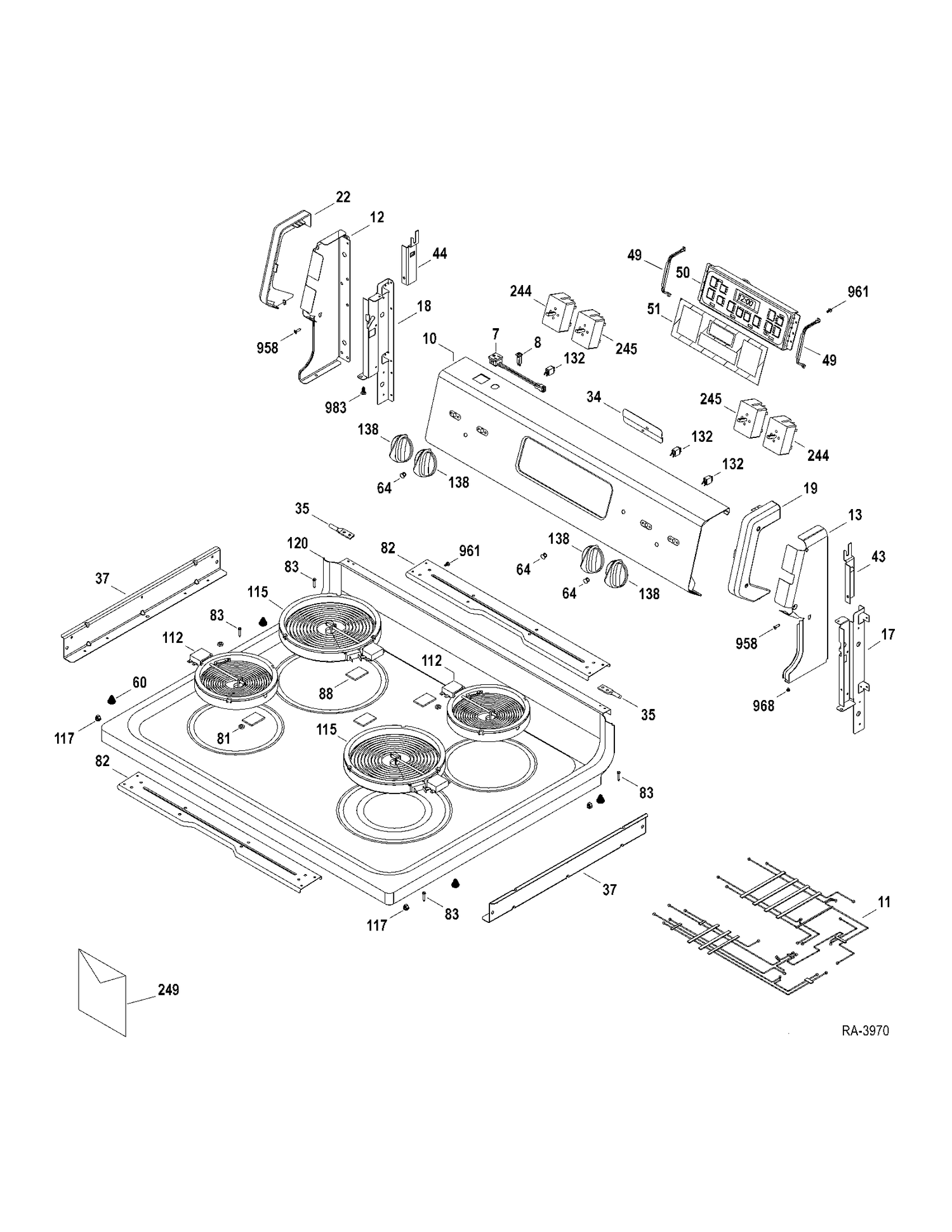 CONTROLS-COOKTOP Diagram and Parts List for RCB790SJ5SA  General Electric Range