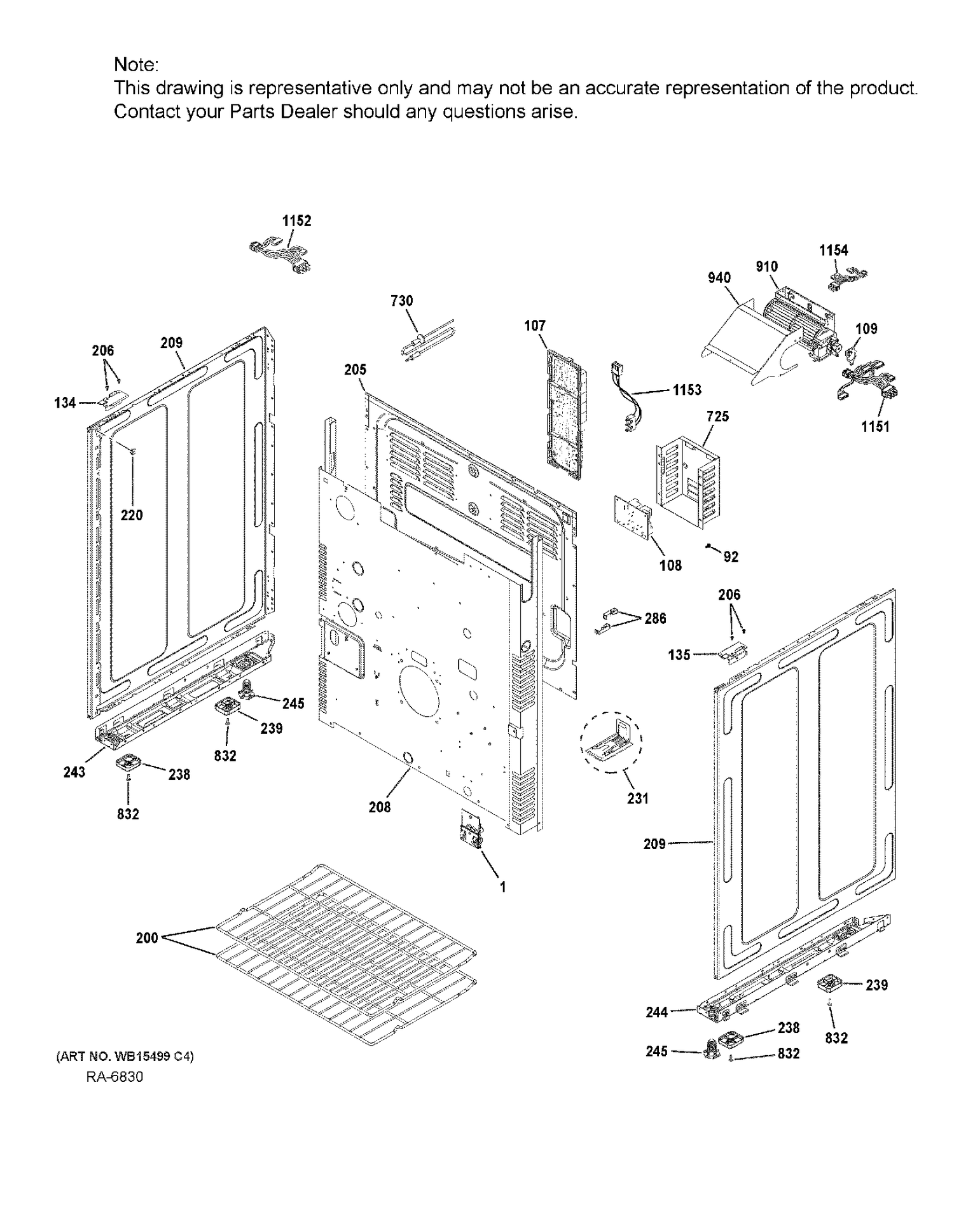 BODY PARTS Diagram and Parts List for CC2S995SEL1SS  General Electric Range