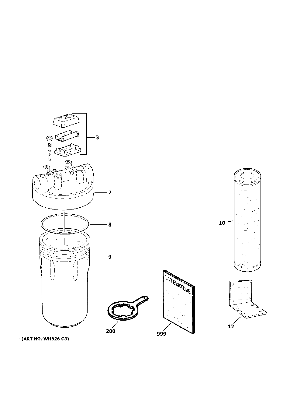 Water filtration parts Diagram and Parts List for GNWH38S  General Electric Water Filter System
