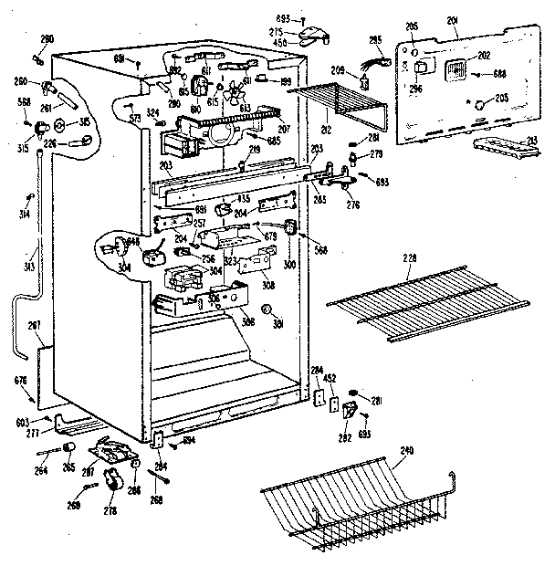 Cabinet Diagram and Parts List for TBX18LKB  General Electric Refrigerator