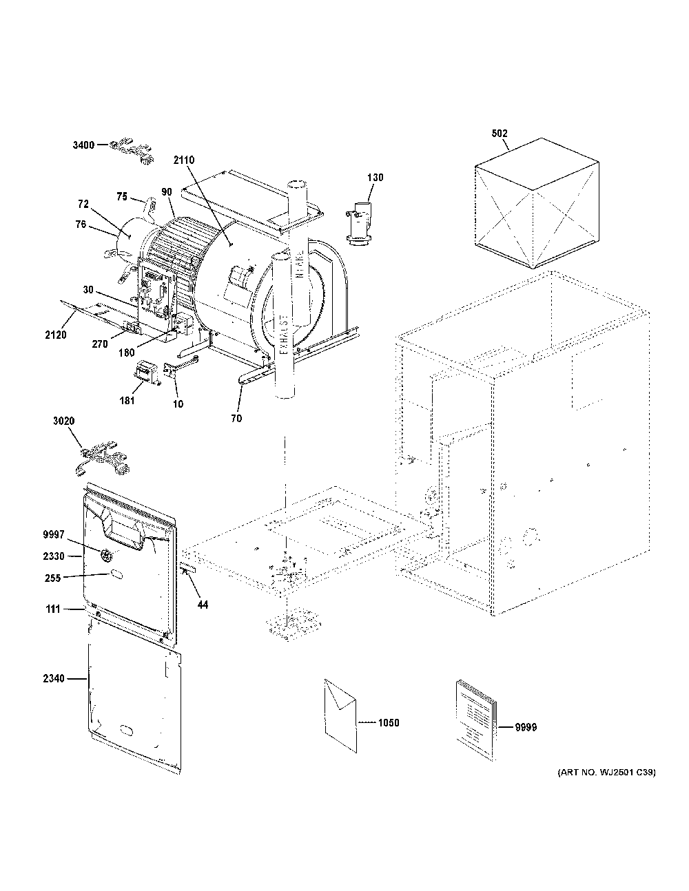 Cabinet Diagram and Parts List for NF97X080V5C02  General Electric Furnace
