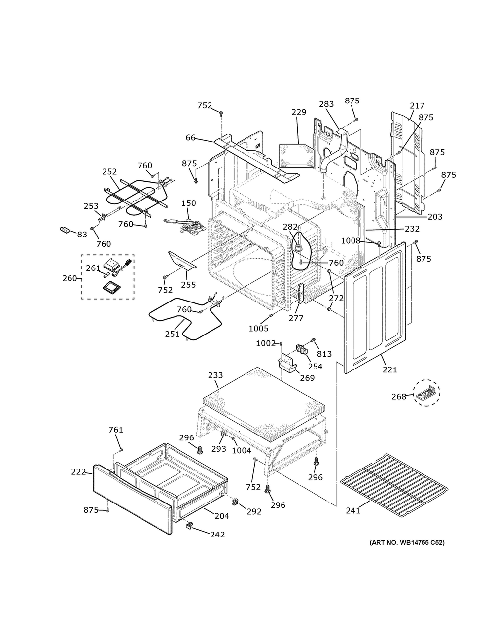 Body Parts Diagram and Parts List for JB625RKBSS  General Electric Range