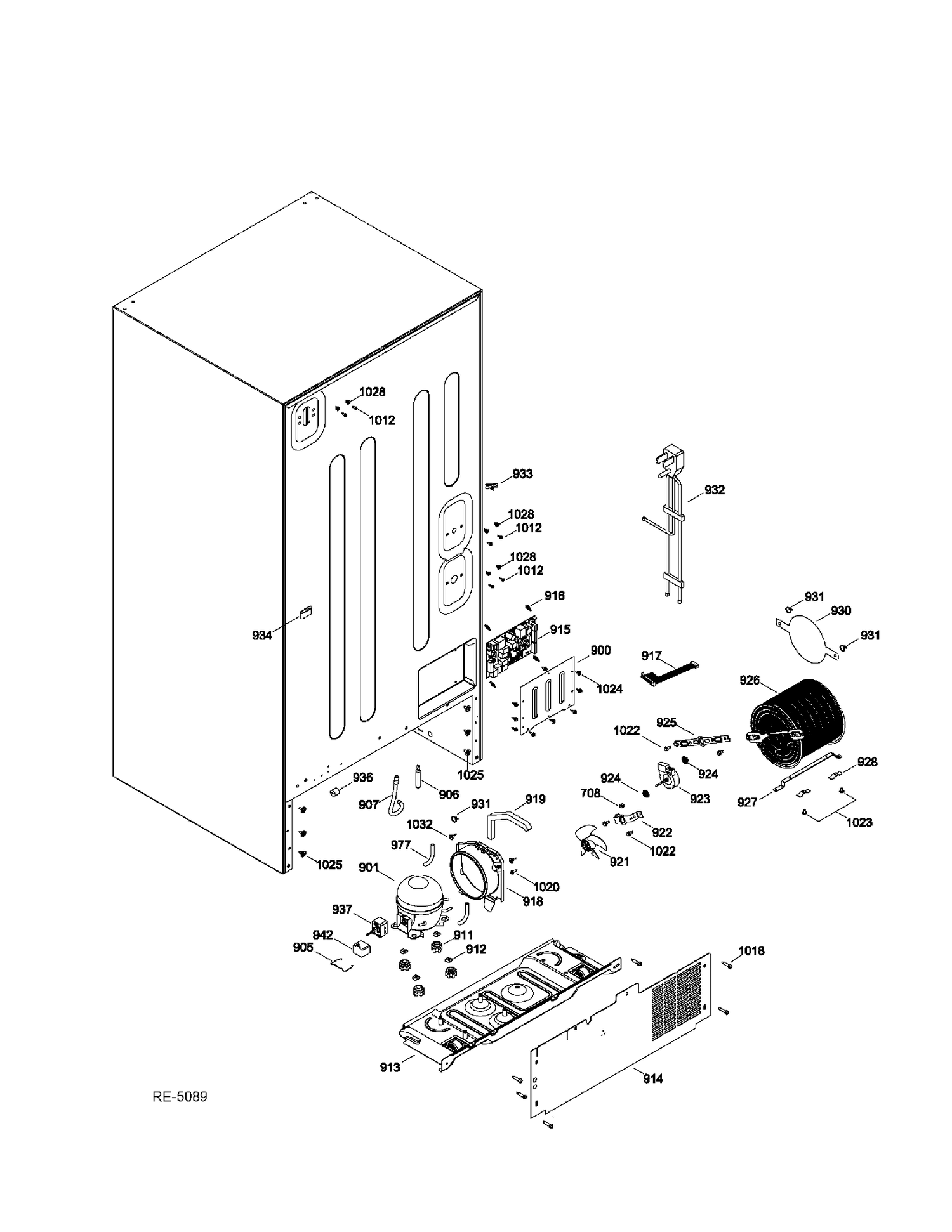 SEALED SYSTEM & MOTHERBOARD Diagram and Parts List for PDRS0MBYIRSS  General Electric Refrigerator