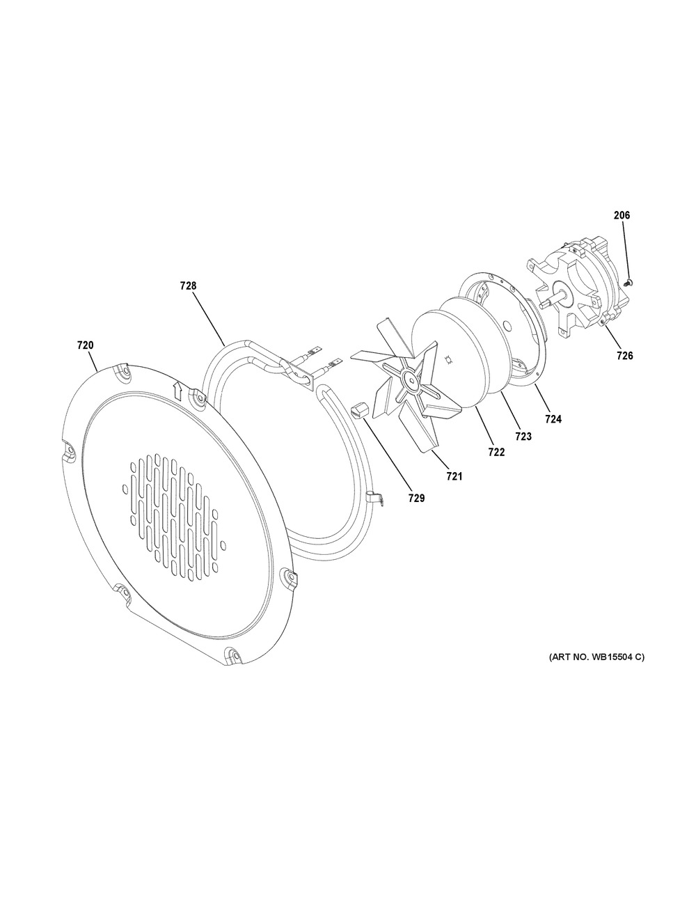 Convection Fan Diagram and Parts List for CES750P2M4S1  General Electric Range