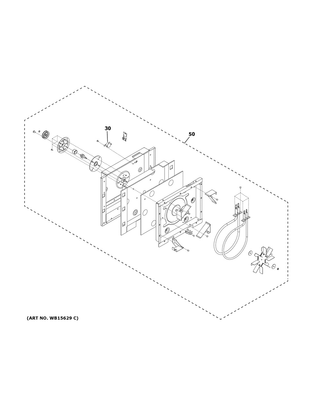 Convection Fan Diagram and Parts List for CVM919M2N1S5  General Electric Microwave
