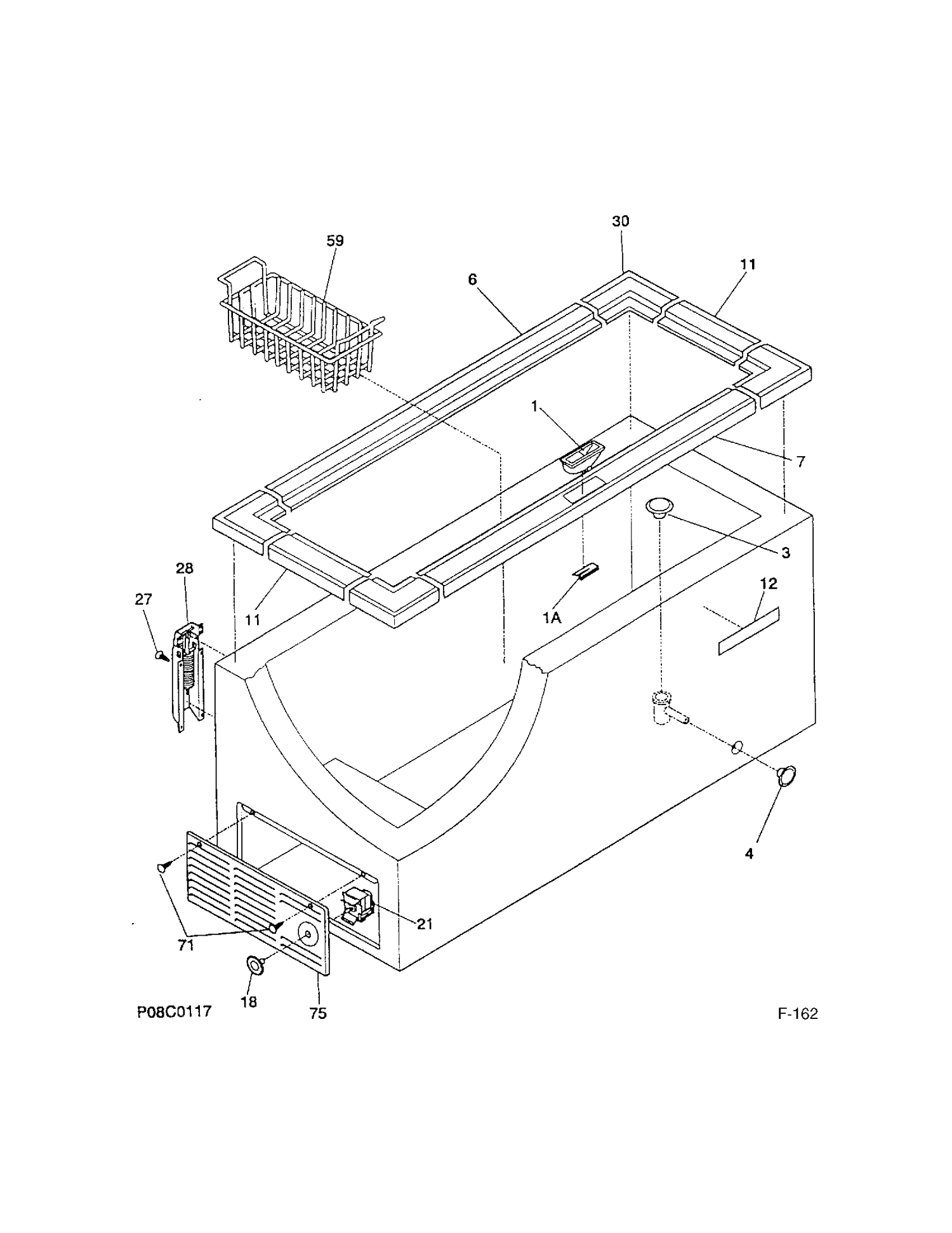 CABINET/CONTROL/SHELVES Diagram and Parts List for 81560-2  General Electric Freezer