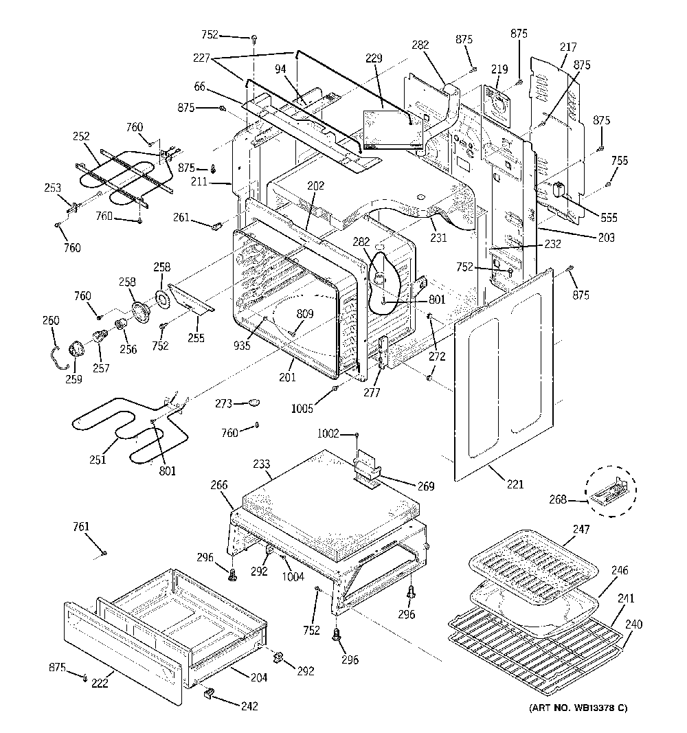 Body parts Diagram and Parts List for 15891  General Electric Range