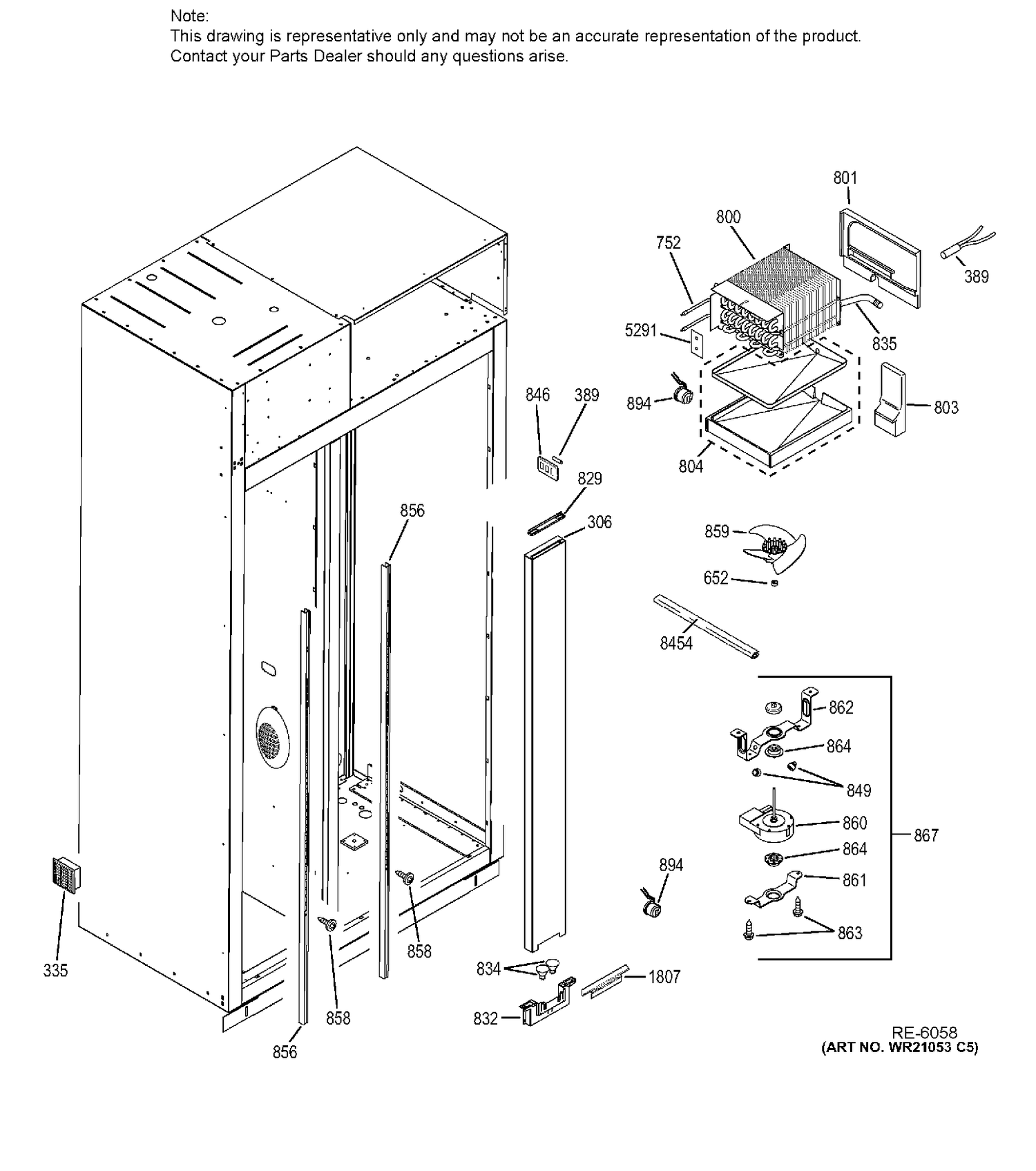 FREEZER SECTION Diagram and Parts List for ZISB360DHA  General Electric Refrigerator