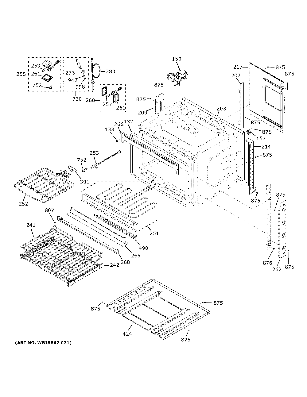 Body Parts Diagram and Parts List for PKS7000BN2TS  General Electric Wall Oven