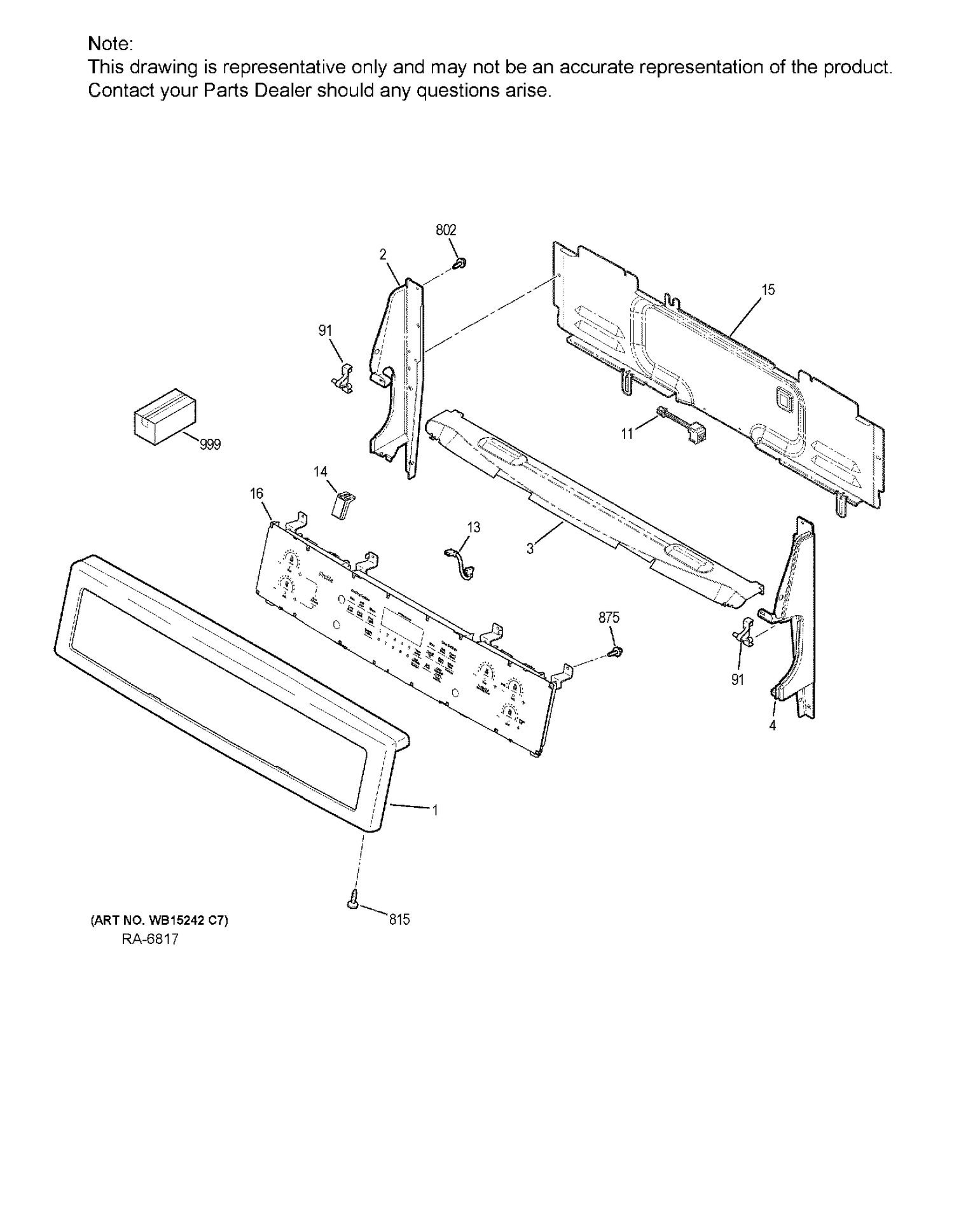 CONTROL PANEL Diagram and Parts List for PCHB920SJ3SS  General Electric Range