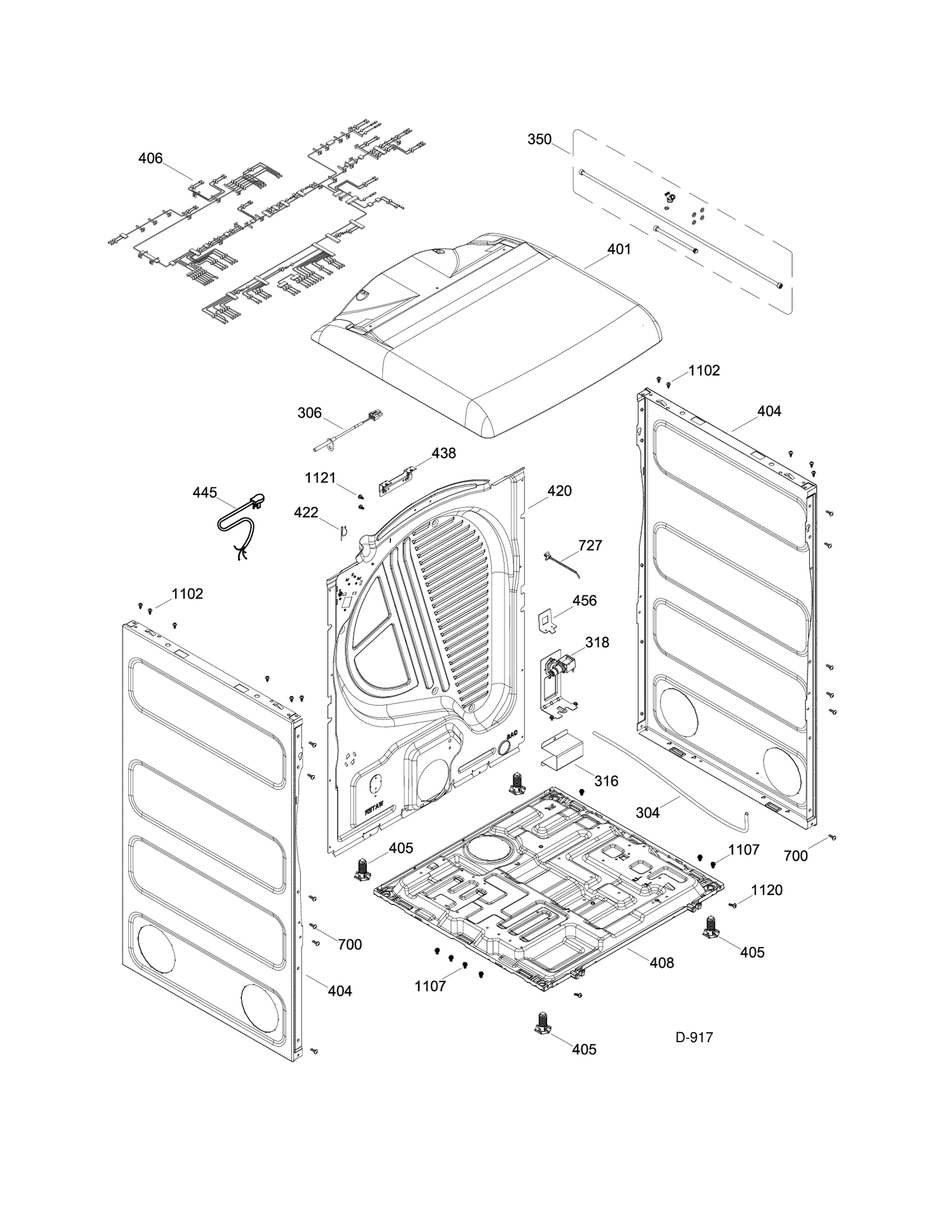 STRUCTURE Diagram and Parts List for GTMS820GD0WS  General Electric Dryer