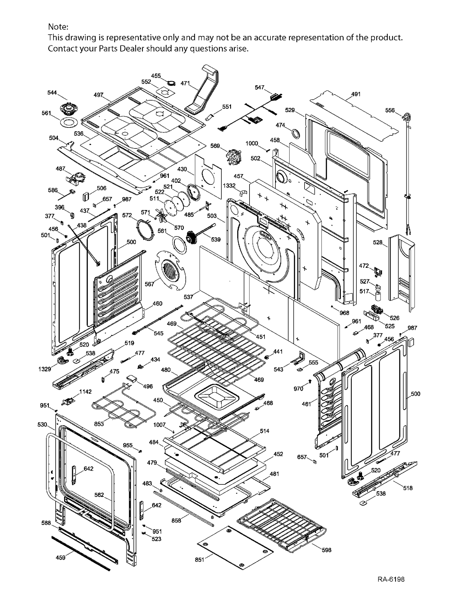 BODY PARTS Diagram and Parts List for PCB985DK1WW  General Electric Range