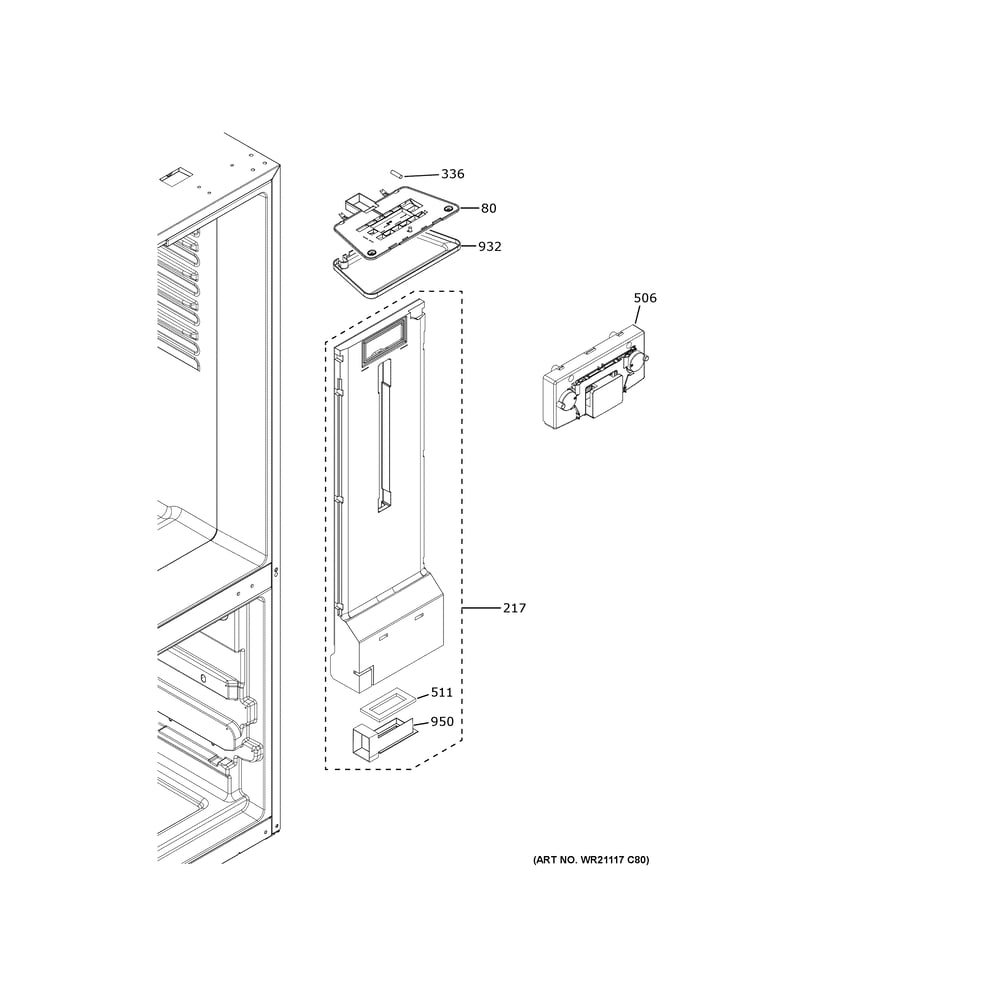 Fresh Food Section Diagram and Parts List for GBE21DYKJRFS  General Electric Refrigerator