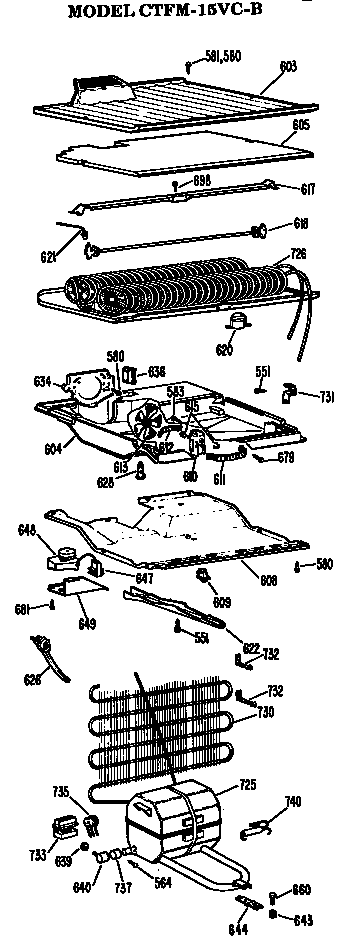 Unit Parts Diagram and Parts List for CTFM15VCB  Hotpoint Refrigerator