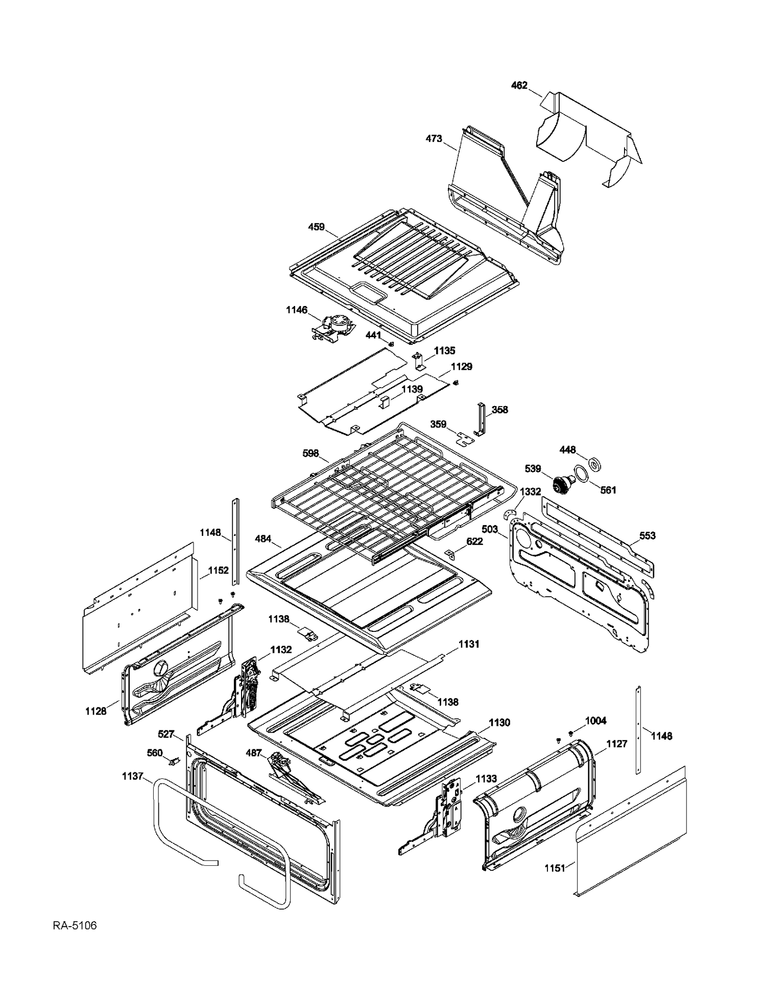 UPPER CHASSIS Diagram and Parts List for CCGS990SET3SS  General Electric Range