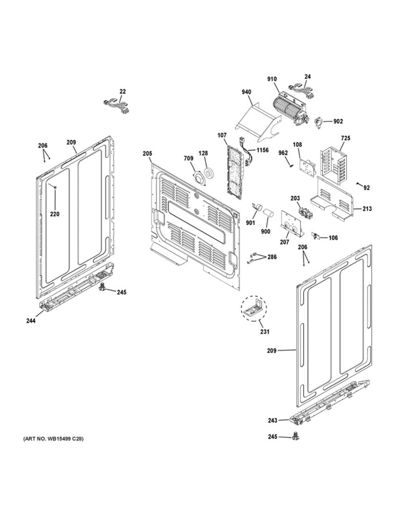 Body Parts Diagram and Parts List for CHS950P2M6S1  General Electric Range
