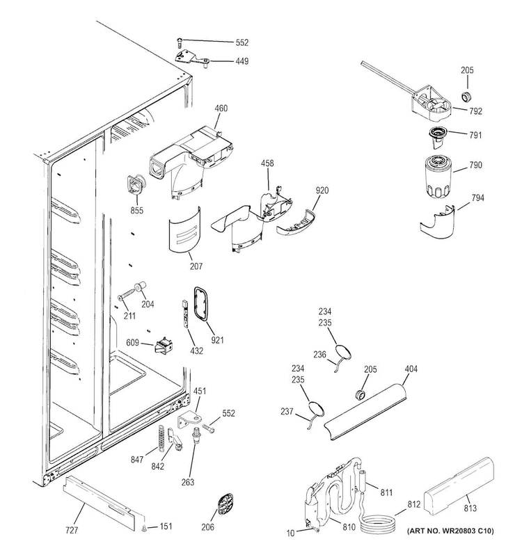 Fresh Food Section Diagram and Parts List for CZS22MSKEHSS  General Electric Refrigerator
