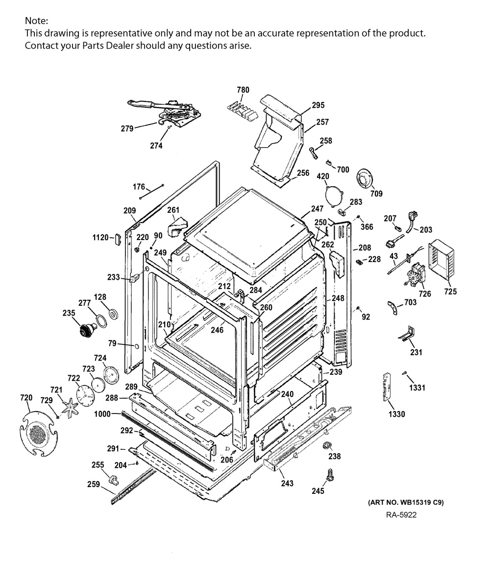 Body Parts Diagram and Parts List for MBC12GAZSS  General Electric Range