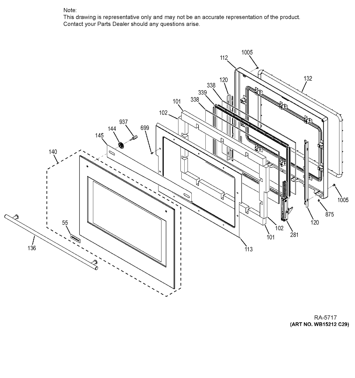 DOOR Diagram and Parts List for ZET9050SH1SS  General Electric Range
