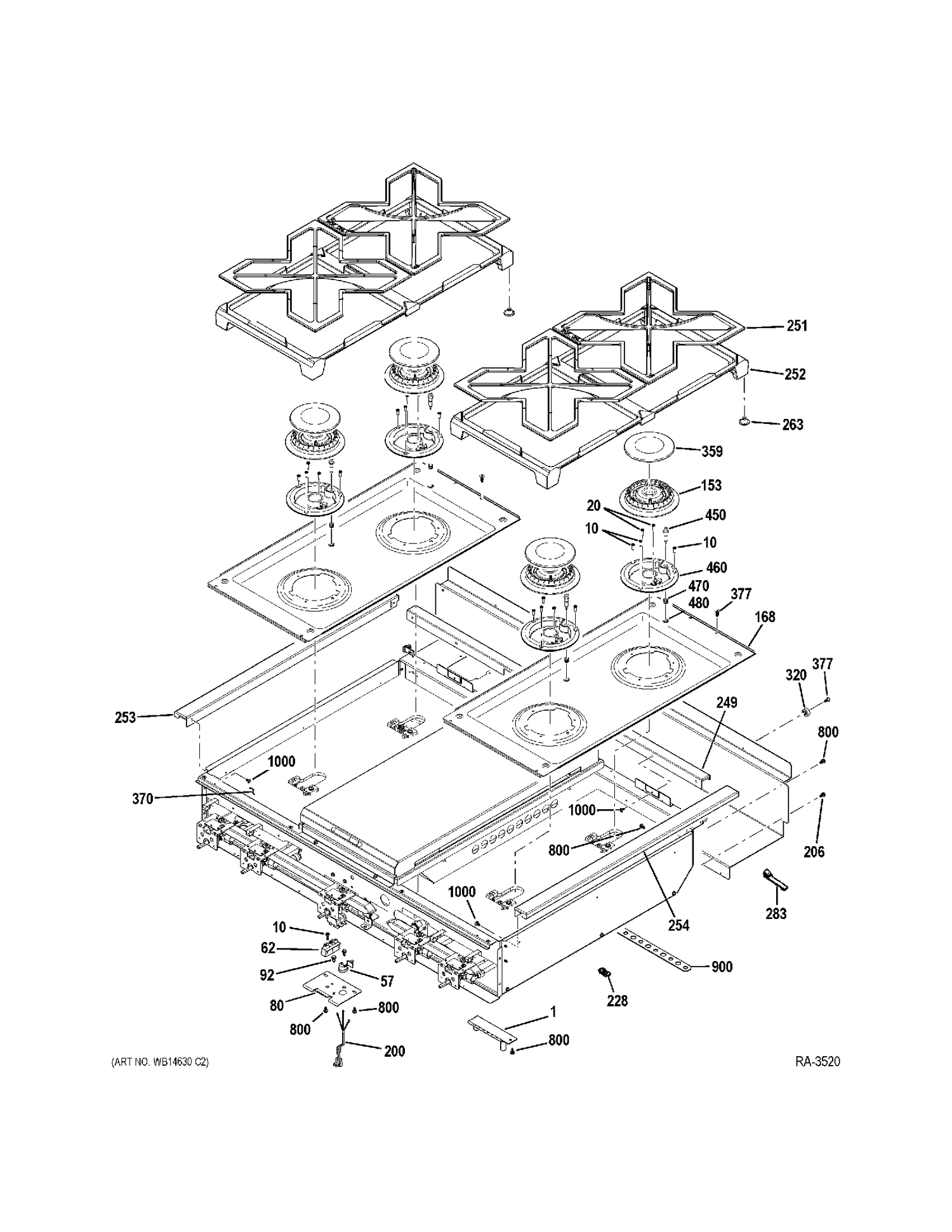 COOKTOP Diagram and Parts List for ZGU364NRP7SS  General Electric Range