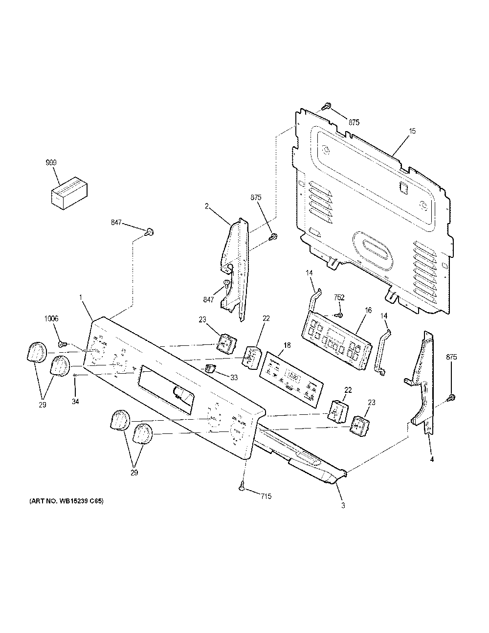Control panel Diagram and Parts List for JB645DK6WW  General Electric Range