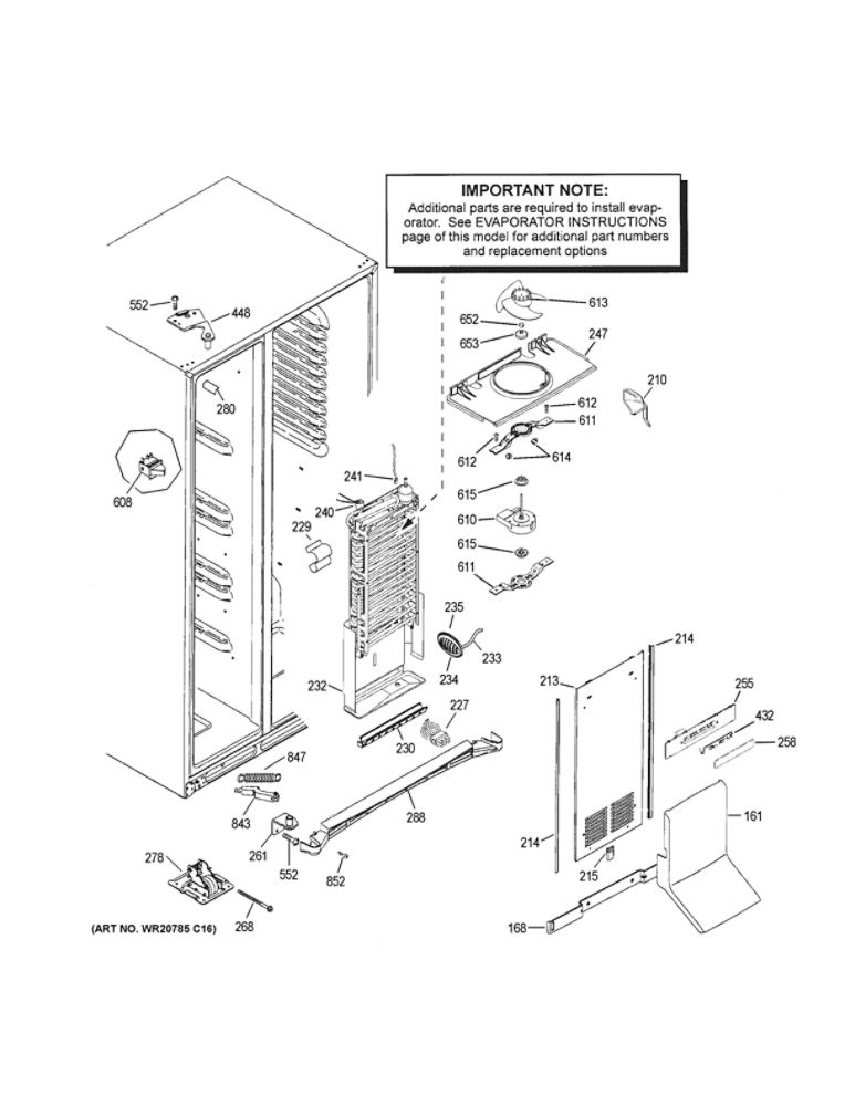 Freezer Section Diagram and Parts List for PSE25KSHNHSS  General Electric Refrigerator