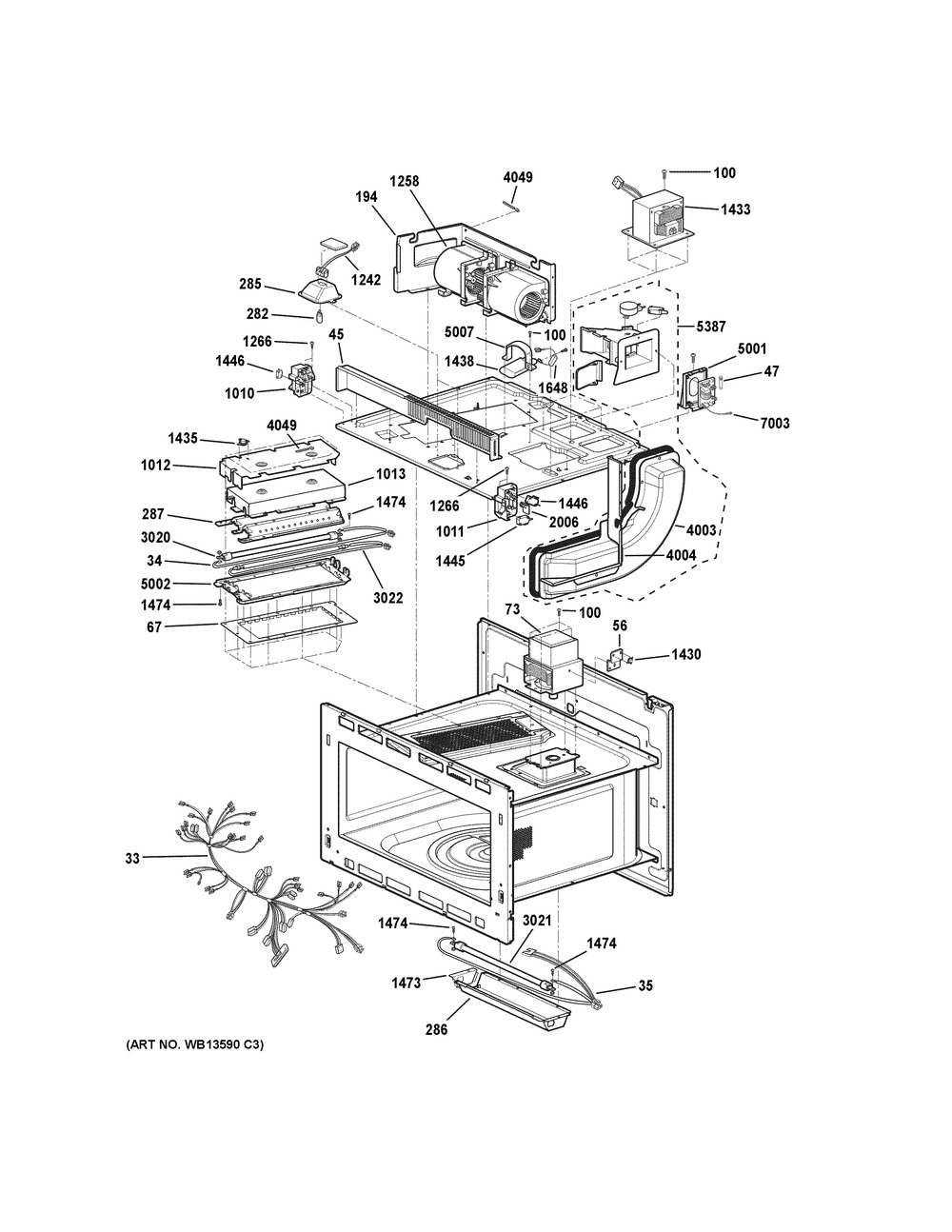 Interior Parts 2 Diagram and Parts List for ZSC1001J4SS  General Electric Microwave