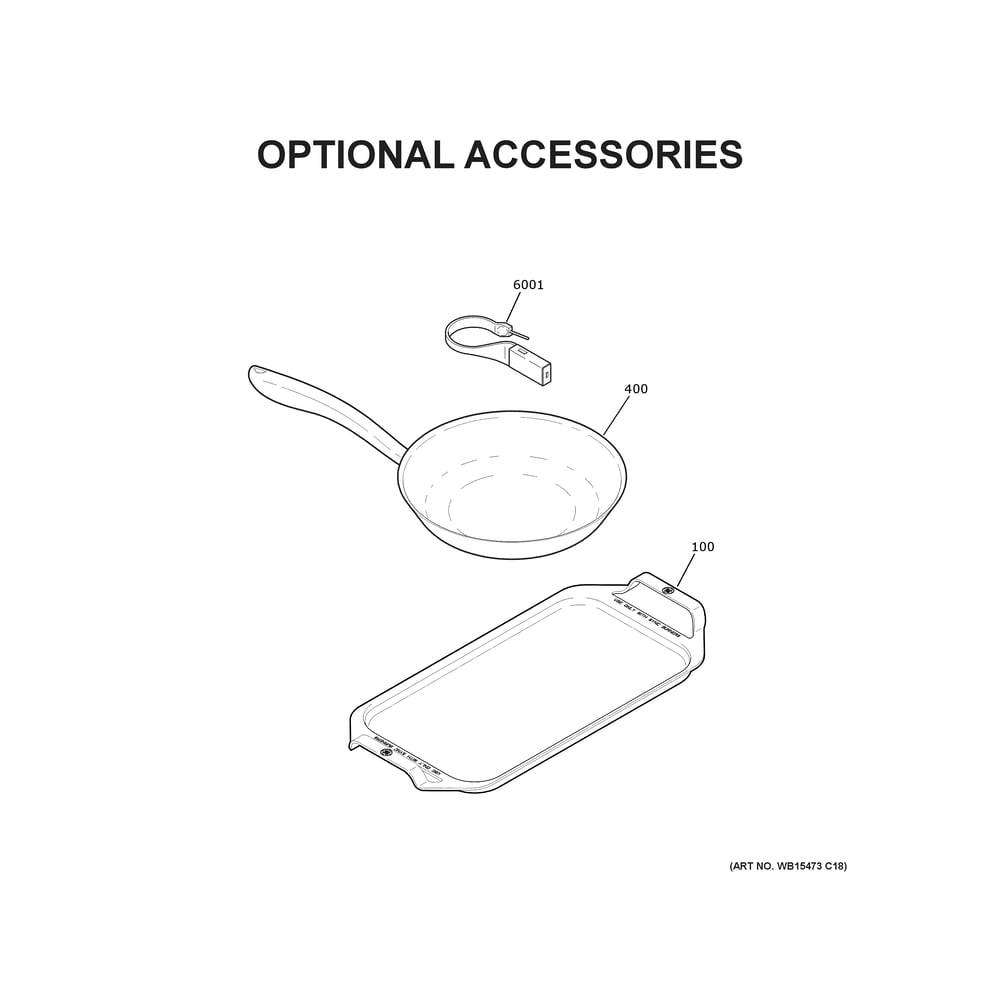 Optional Accessories Diagram and Parts List for CHP90362T3SS  General Electric Cooktop