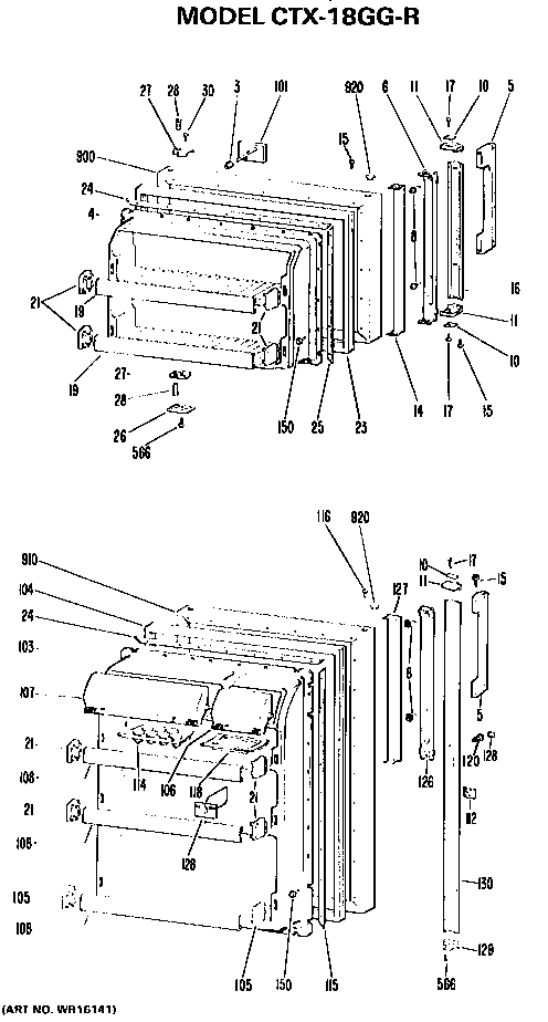 Doors Diagram and Parts List for CTX18GGR  Hotpoint Refrigerator