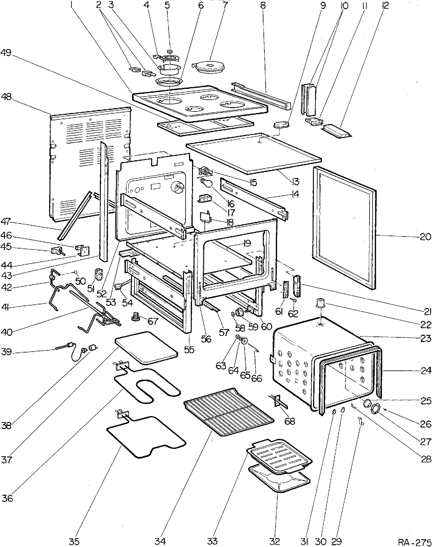 CHASSIS Diagram and Parts List for 17360-1  General Electric Range