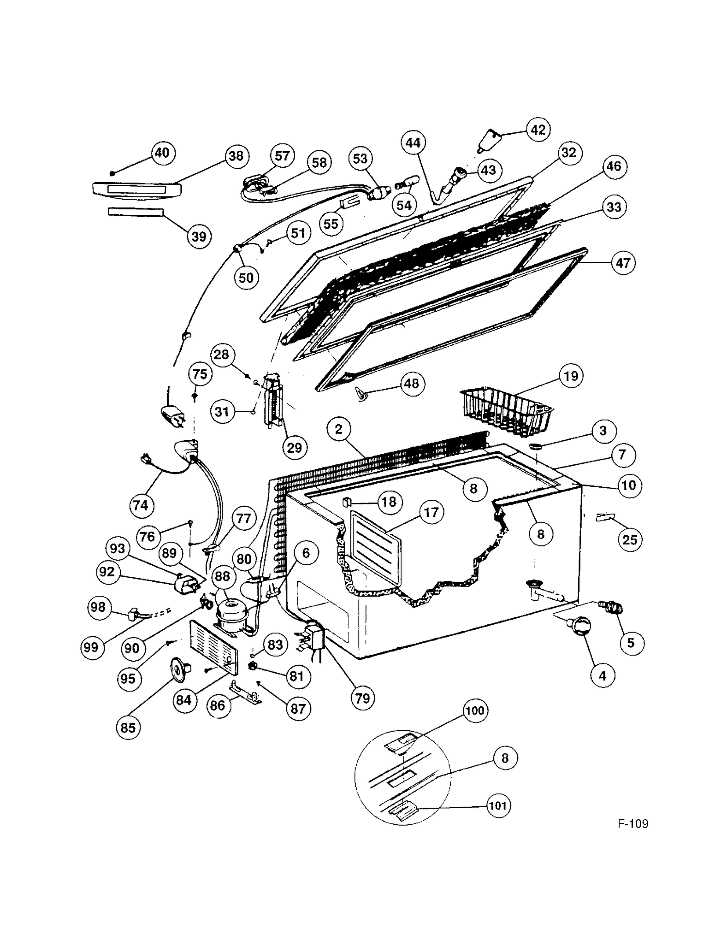 FREEZER Diagram and Parts List for 82040  General Electric Freezer
