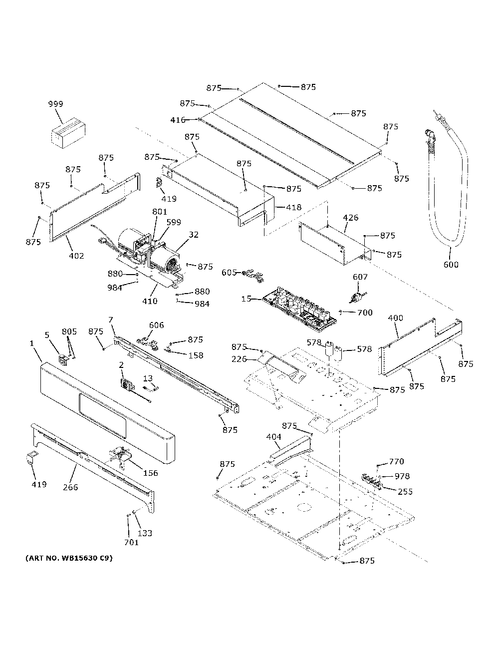 Control Panel Diagram and Parts List for CTS90FP3N2D1  General Electric Wall Oven