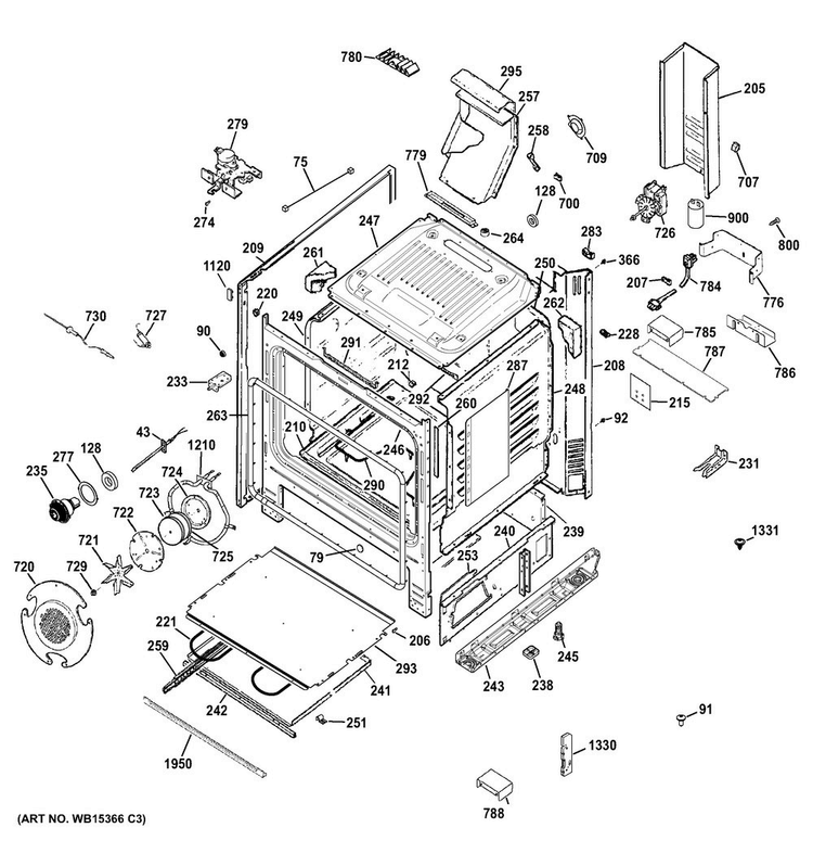 Body Parts Diagram and Parts List for P2B940DEH2BB  General Electric Range