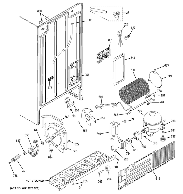 Machine Compartment Diagram and Parts List for GSS20ETHBBB  General Electric Refrigerator