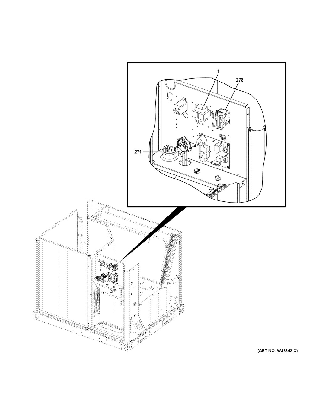 Control Parts Diagram and Parts List for NP14A30S03  General Electric Air Conditioner