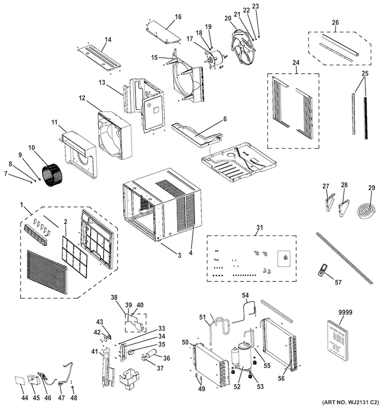 Room Air Conditioner Diagram and Parts List for AEH18DVL1  General Electric Air Conditioner