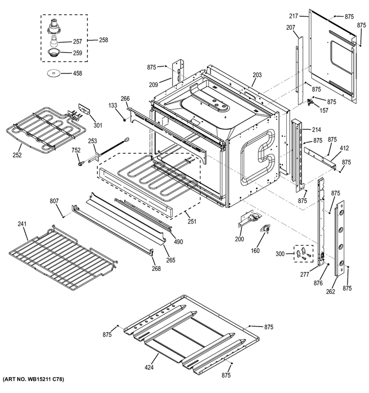 Body Parts Diagram and Parts List for JK1000DF2BB  General Electric Wall Oven