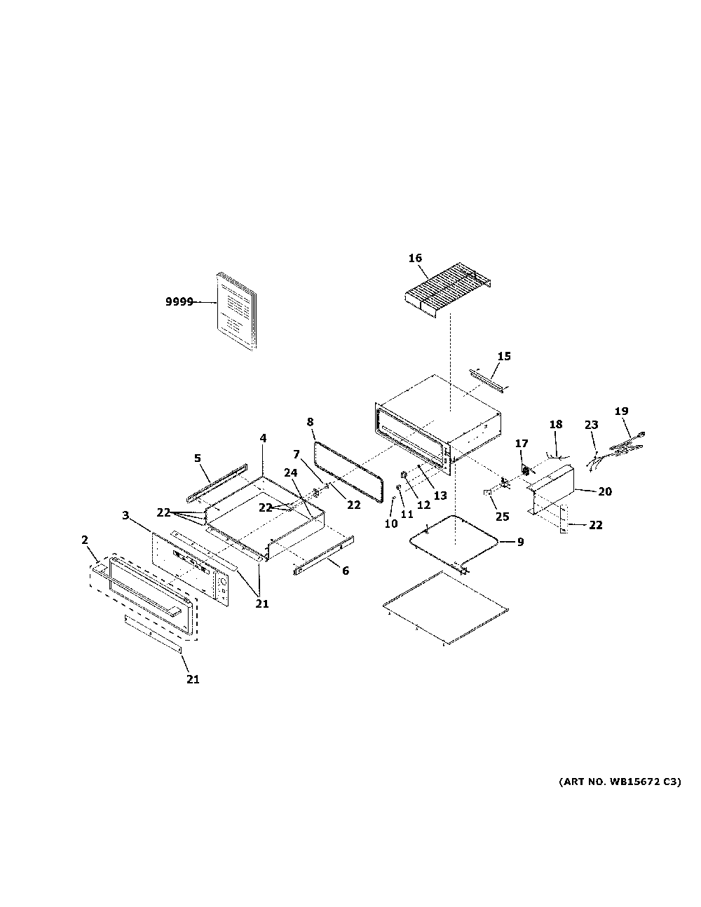 Warming Drawer Diagram and Parts List for ZKW700SSN1SS  General Electric Warming Drawer