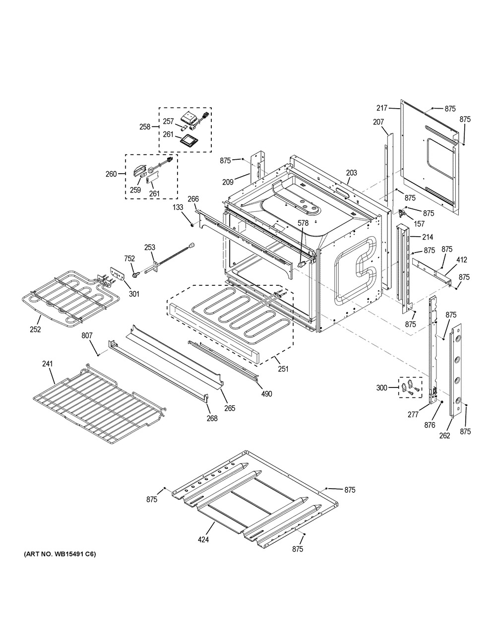 Body Parts Diagram and Parts List for JCK5000DF6BB  General Electric Range