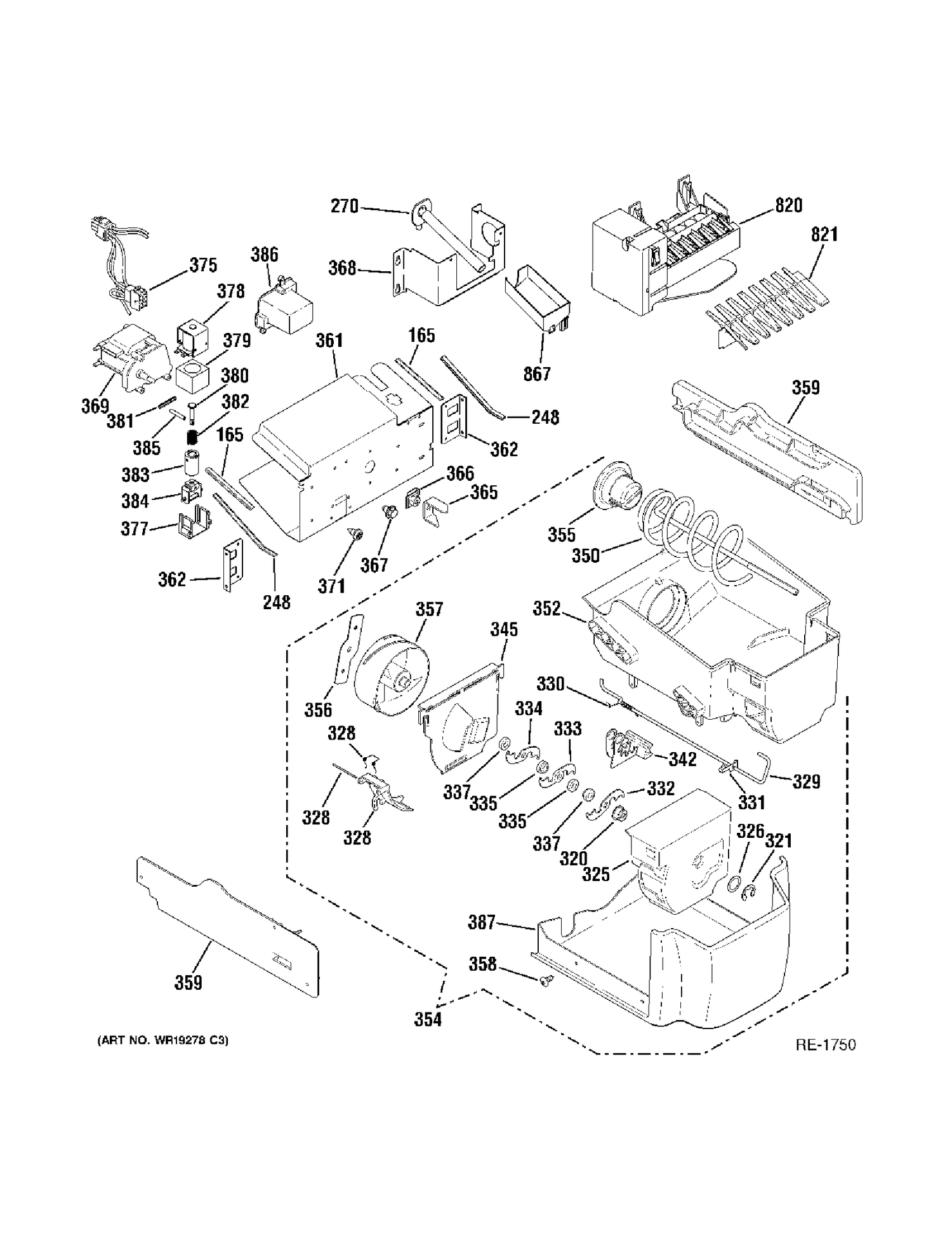 ICE MAKER Diagram and Parts List for PSS26MSRBSS  General Electric Refrigerator