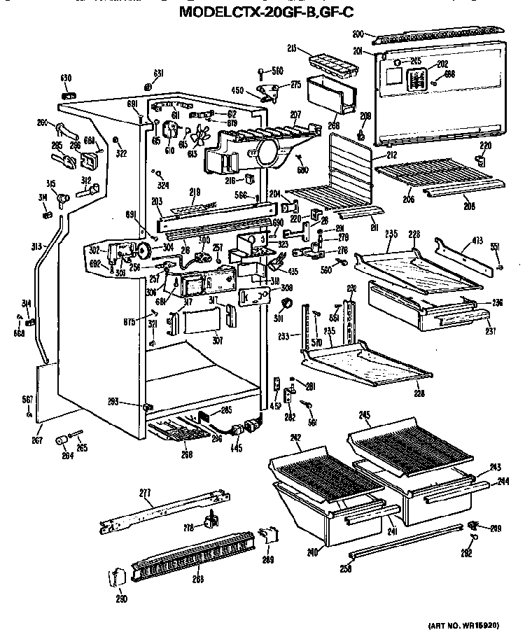 Cabinet Parts Diagram and Parts List for CTX20GFC  Hotpoint Refrigerator