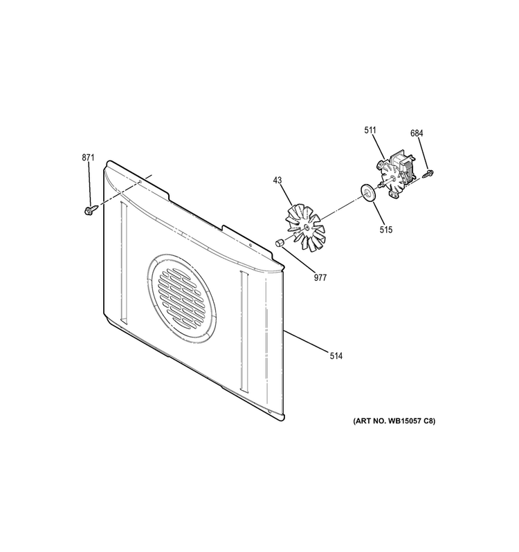 Convection Fan Diagram and Parts List for JB860DJ1BB  General Electric Range