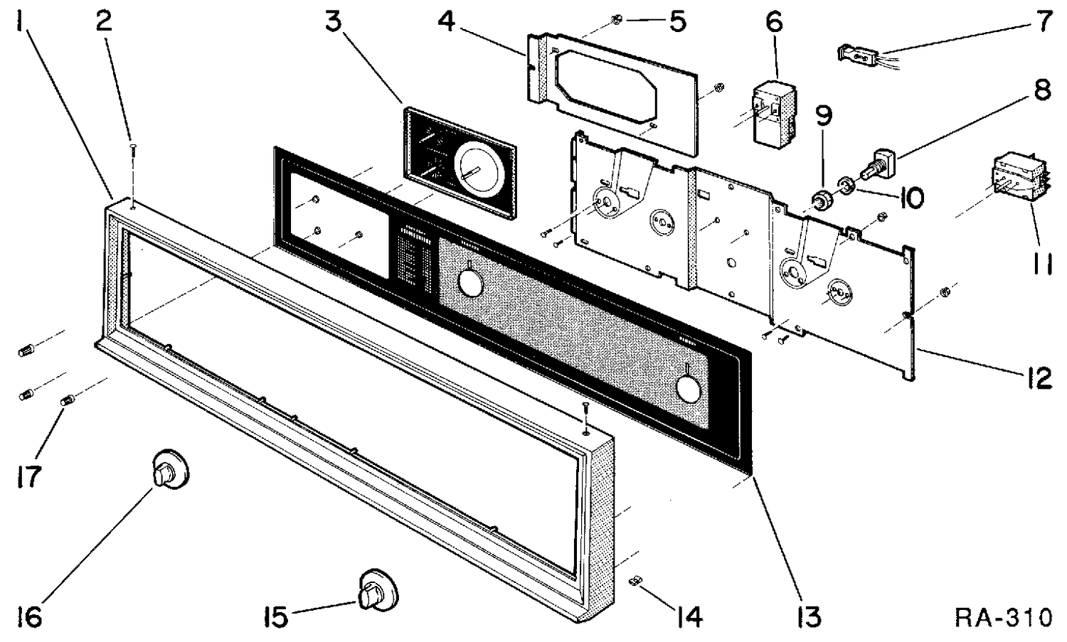 CONTROL PANEL Diagram and Parts List for J53AK-1  General Electric Range